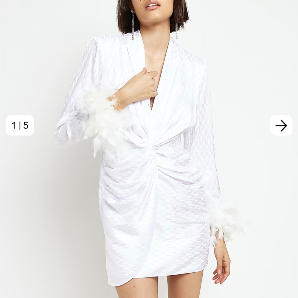 River island satin feather trim mini dress